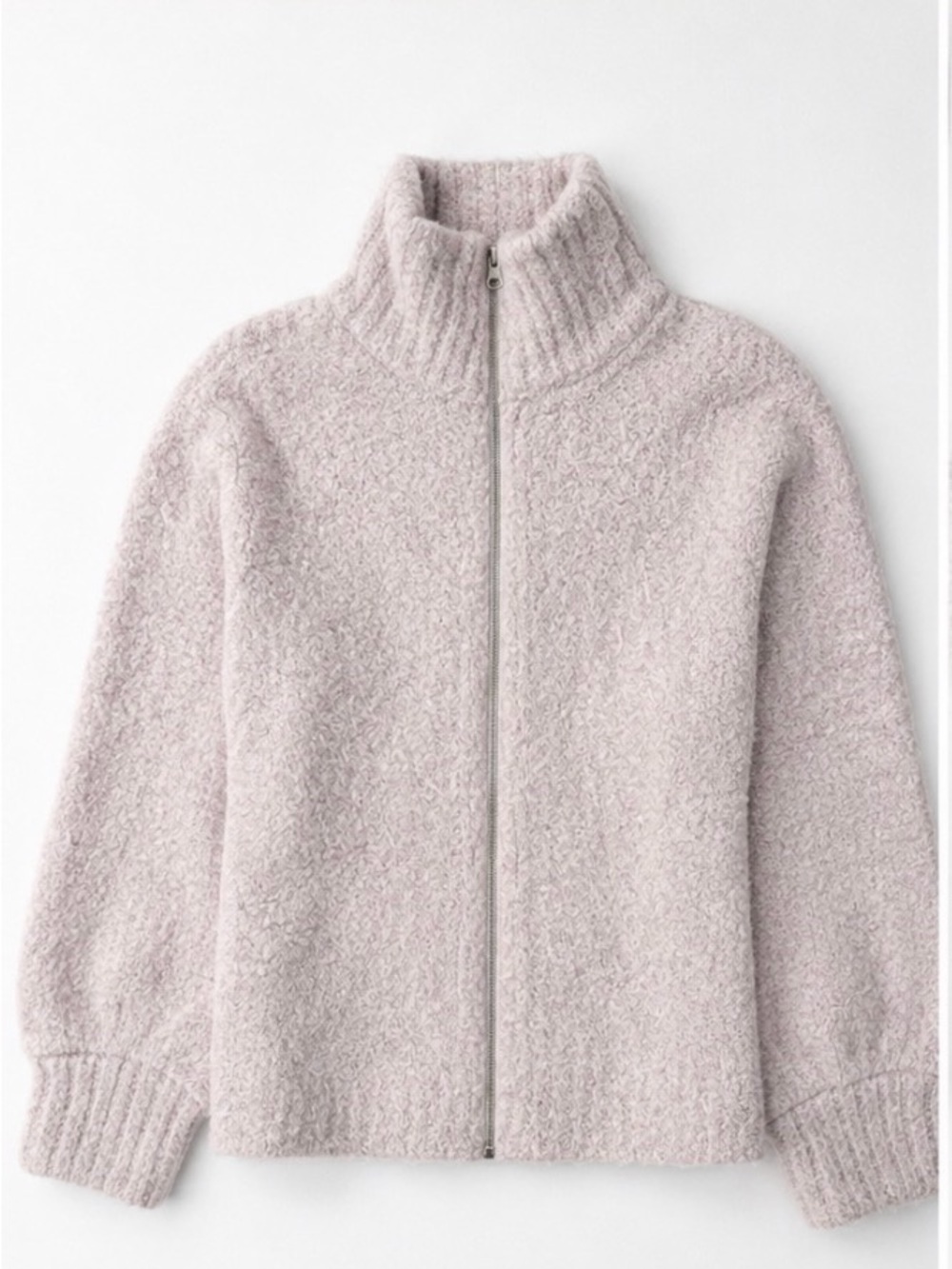 Wilfred Light Pink Zip-Up Turtleneck Sweater